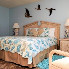 Master bedroom as seen from balcony access door
