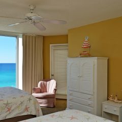 Balcony Access. Flat Screen TV in armoire