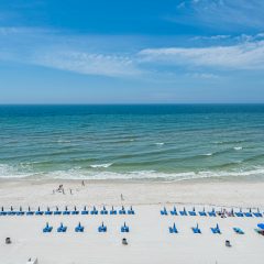 Front view of beach as seen from balcony