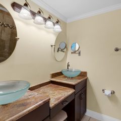 Guest bath with vessel sinks