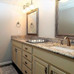 master bath with dual sinks